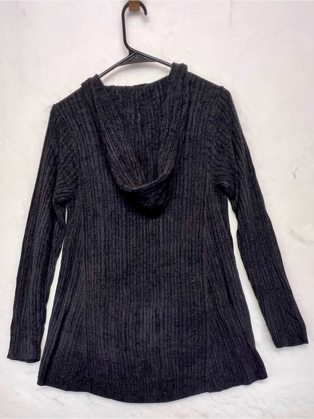Barefoot Dreams Namaste Ribbed Hooded Cardigan Black Size S - Picture 7 of 12